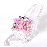 プリザーブドフラワー 花花 シンデレラ ガラスの靴 (専用ケース付) プレゼント メッセージカード付 (エレガンスリラ パープル)