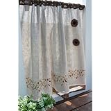 SunnyDayFabric カフェカーテン ヴィヴィアン コサージュ付き ブラウン 約幅110×丈70cm