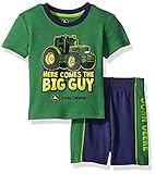 John Deere Baby Boys' Truck Short Set Green/Navy 12M [並行輸入品]