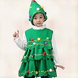 Tovadoo ワンピース+帽子 子供服 女の子 クリスマス衣装 ノースリーブ クリスマスツリー プリンセス 可愛い おしゃれ クリスマスパーティー 2-9歳