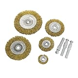 uxcell ワイヤーブラシ　研磨スチールワイヤー　6mm 直径　金属　シャンク　5個入り　鋼のワイヤー　金のトーン　シルバートーン