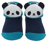 ツイン ベビーソックス パンダマスコット付 11-13cm シンプル無地 ターコイズ