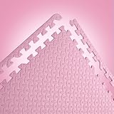 LINGZHIGAN ホームパズルマット子供クロールマット60 * 60センチメートル厚い床マットステッチ泡マットベビー子供遊びマットジムフォーム ( 色 : ピンク ぴんく , サイズ さいず : 