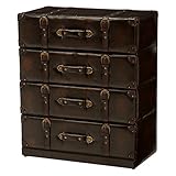 トランク型チェスト/リビングチェスト 【4段】 合成皮革(合皮) 幅60cm MCH-6014DBR ダークブラウン【代引不可】 生活用品 インテリア 雑貨 インテリア 家具 収納家具 チェスト その他のチェスト [並行輸入品]