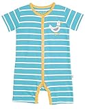 (フルギ) Frugi Ｔオール （ 半袖ロンパース ）　かもめ × アクアストライプ サイズ 6-12m ( 70 - 80 ) オーガニックコットン