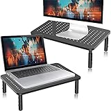 モニター台 机上台 高さ調整可能 滑り止めマット付き pcスタンド 耐荷重20㎏ 2pack (MST003-2)…