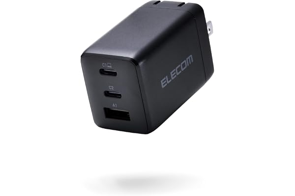 エレコム 充電器 合計65W 3ポート Type-C USB-A USB PD対応 スイング式プラグ採用 ブラック EC-AC10367BK