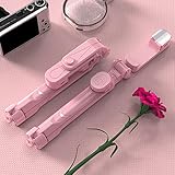 ライブストリーミング用XT05スマホスタンド Bluetooth対応電話ホルダー 三脚自撮り棒 フィル ライト付きスマホ三脚 - ピンク