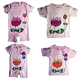 虹象 蓮 ペアルック Ｔシャツ ロンパース (ロンパース80, ピンク)