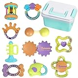 tumama 10pcs Baby Rattles Sensory Teether Rattleスピンリング、ボール、Shaker、Grasping Toy for Toddlers、幼児、新生児ベビ
