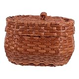 HOLIDYOYO 小さな 籐 バスケット 蓋付き 籐 バスケット オーガナイザー 籐 スナック バスケット キャンディー ボウル 素朴な 