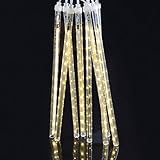 HAIMITREE LED Meteor Rain Lights - 12 Inch 8 Tube 144 Leds Falling Rain Drop Icicle Snow Fall String