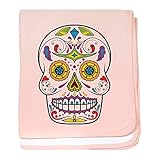 CafePress – Sugar Skull Baby Blanket – スーパーソフトベビー毛布、新生児おくるみ 標準 ピンク 845942750-0-173-0