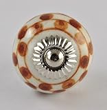 Set of 2 Brown spotted hand painted ceramic pumpkin knobs cabinet drawer handles pulls by Karmakara