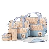 5 in 1 Diaper Tote Bags – かわいい赤ちゃんNappy Bagマザーズハンドバッグセットwith Changing Pad one size ブルー F03-00050-1-B