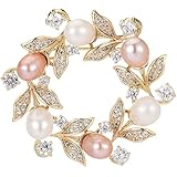パール花ブローチスワロフスキーキュービックジルコニア真珠コサージュお誕生日記念日母の日クリスマスなど女性母への贈り物卒業式入学式結婚式用ギフトBOX付き