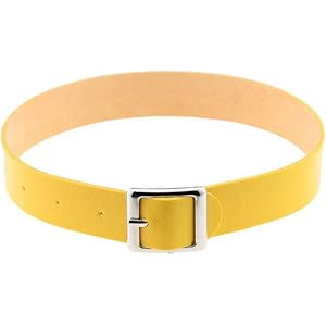 YiyiLai レトロ チョーカー レディース 太め ネックレス レザー アクセサリー 首輪 ベルト式 イエロー