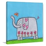 Marmont Hill Elephant withバタフライ壁アート 18 x 18" MH-LAW-05-C-18