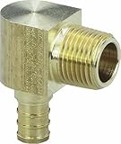 Viega 46822 PureFlow Zero Lead Brass PEX Crimp Elbow with Male 3/8-Inch by 3/8-Inch Crimp x Male NPT