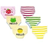 (ビッグエレファント) Big Elephant ベビー用 女の子 男の子 下着 可愛い イチゴ カエル はち ライン ベビーパンツ ブリーフ トレーニングパンツ 六色セット 90 100 110 1