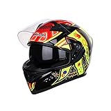 DGF オートバイのヘルメットの男性と女性のフルヘルメットカバークールシーズンの4つのコーナーの機関車のレーシングヘルメット (色 : A, サイズ さいず : L l)