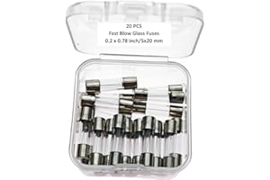 Carbon-14 800MA 250V Glass Fast Blow Fuse, 5x20mm, 20 Count