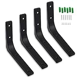 堅塁金物 棚受け金具 棚受けブラケットL字金具 直角一体成形 黒 4個入 150mm*125mm*20mm 耐荷重70kg 壁掛け吊り棚 金具棚うけ ネジ付