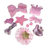 子供へのクリスマスギフト　クリスマス飾り　10 pcs/セット　可愛いベビーのクラウン蝶結びフラワーヘアクリップ　バレッタ　ヘアピン　帽子セット　子供へのギフト　ピンク