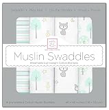 4モスリン押さえつける毛布のSwaddleDesignsセット、グリーンウッドランド