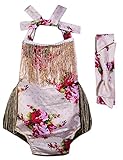 Little Fancyベビー女の子花柄タッセルフリルロンパースとヘッドバンド カラー: ベージュ