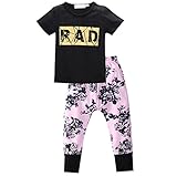 【ノーブランド 品】Tシャツ+パンツ　セット　子供服　衣装　花柄　ファッション　かわいい　贈り物　全4サイズ - 80