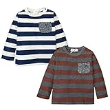 (オートミール/90cm)ベビー服 男の子 Tシャツ 長袖 パイル 太ボーダー柄 胸ポケット スナップボタン 男児 ベビー