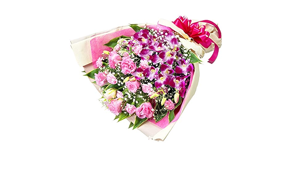 Amazon お祝い デンファレの豪華な花束 Yc00 5113 花キューピット 誕生日 退職 歓送迎 結婚 記念日 プレゼント 生花 祝花 妻 夫 父親 母親 彼女 彼氏 友達 開店 開業 花束 オンライン通販
