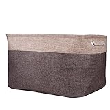 折りたたみ式ホームシェルフバスケット服オーガナイザー黄麻布ファブリックBin withハンドル ブラウン COMINHKG120397