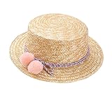 ベビーガールハットサマービーチサンハット麦わら帽子3-8歳、ピンク