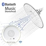 Morpilot 光沢クロム Topスプレー 雨シャワーヘッド 防水 音楽ジェットワイヤレスBluetoothスピーカー シャワーヘッド マイク内蔵オーディオボックス回答呼び出しボタン付き