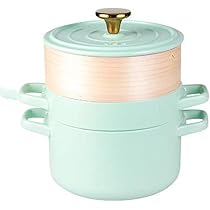 Amazon｜陶器のキャセロール 蒸し器付き多層蒸し器 大型だし鍋