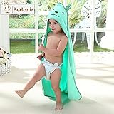 【Pedonir】赤ちゃん　ベビー　バスローブ　ポンチョ　マント　子供　フード付き　お風呂　プール (グリーン)