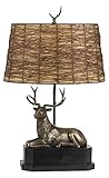 Cast Bronze Deer 1ライトテーブルランプwith Twig Shade