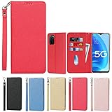 for OPPO A55S 5G ケース 手帳 財布型 for OPPOA55S 5G 手帳型 for oppo a55s 5g カバー ストラップ付き PU皮革 明るい色 内蔵マグネット 携帯カバーカードポケット レッド