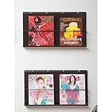 壁掛けマガジンディスプレイ棚（大）　2個セット　（ダークブラウン）