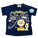 アンパン 天竺 蓄光プリント 光るよ 半袖Ｔ 綿100 ネイビー◇80cm