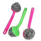 uxcell　クリーニングブラシ　スパイラル鋼線クリーニングブラシ　3個入り　フクシア　グリーン　プラスチック　スチール　22x6.5x5cm