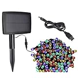 【最新型】ieGeek LEDイルミネーションライト 太陽発電あるいはUSB充電　光センサー内蔵 点灯9パターン 屋内 屋外用 防水IP65 フェアリーライト ガーデンライト高輝度 高品質 クリスマス