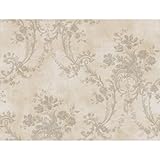 York Wallcoverings ww4511smp West Wind Victorianフローラルダマスク8-inch X 10-inchメモ型サンプル壁紙、ライトベージュ/メタリックグレー