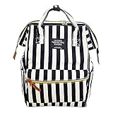 【Grandir】 がまぐち リュック レディース 大人可愛い マザーズバッグ 大容量 通勤 通学 選べるカラー11色 (ストライプ/ブラック)