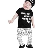 ２点セット（上着＋パンツ）　おしゃれ　ベビー服　女の子　 幼児　赤ちゃん 子供服　男の子　Money For Nothing模様　4サイズ　70CM－80CM－90CM－100CM（6ヶ月－24ヶ月）