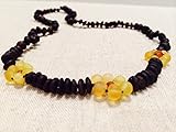 Raw 15 Inch Cherry Lemon Flower Unpolished Baltic Amber Necklace for adult, Child (Large beads Cherr