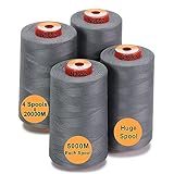 New brothread 5000M巻/4個セット ロックミシン糸 60番 ミシン用糸 ポリエステル糸 キルティング糸 手縫い糸 手芸裁縫糸 40S/2 (Tex27) セルガー、オーバーロック、キルティング、ピーシング、ミシン縫製用- 4グレー