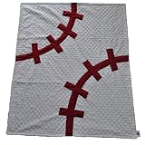コージーWozy野球テーマMinkyベビー毛布、ホワイト/ネイビーブルー、30 "×36"